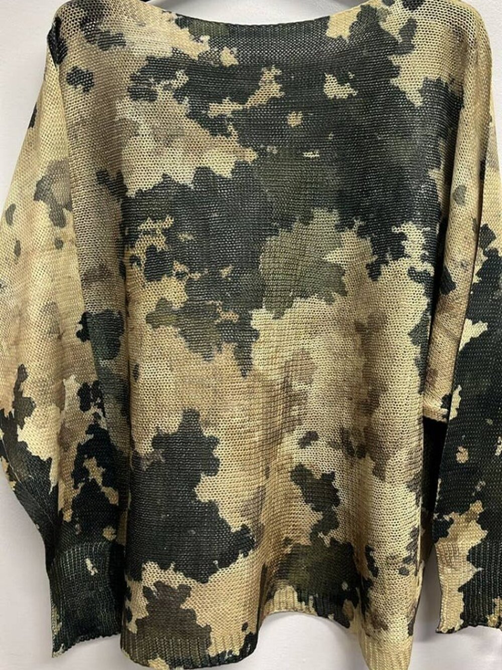 Loowie Olive Camouflage Round Knit Printed Sweater